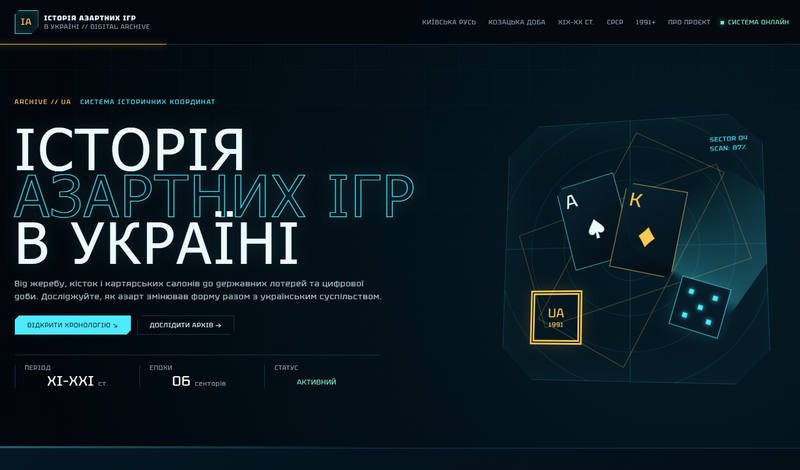 Інтерфейс сайту азартних ігр